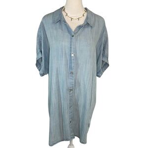 Soft Surroundings Button Down Tunic Denim Shirt
